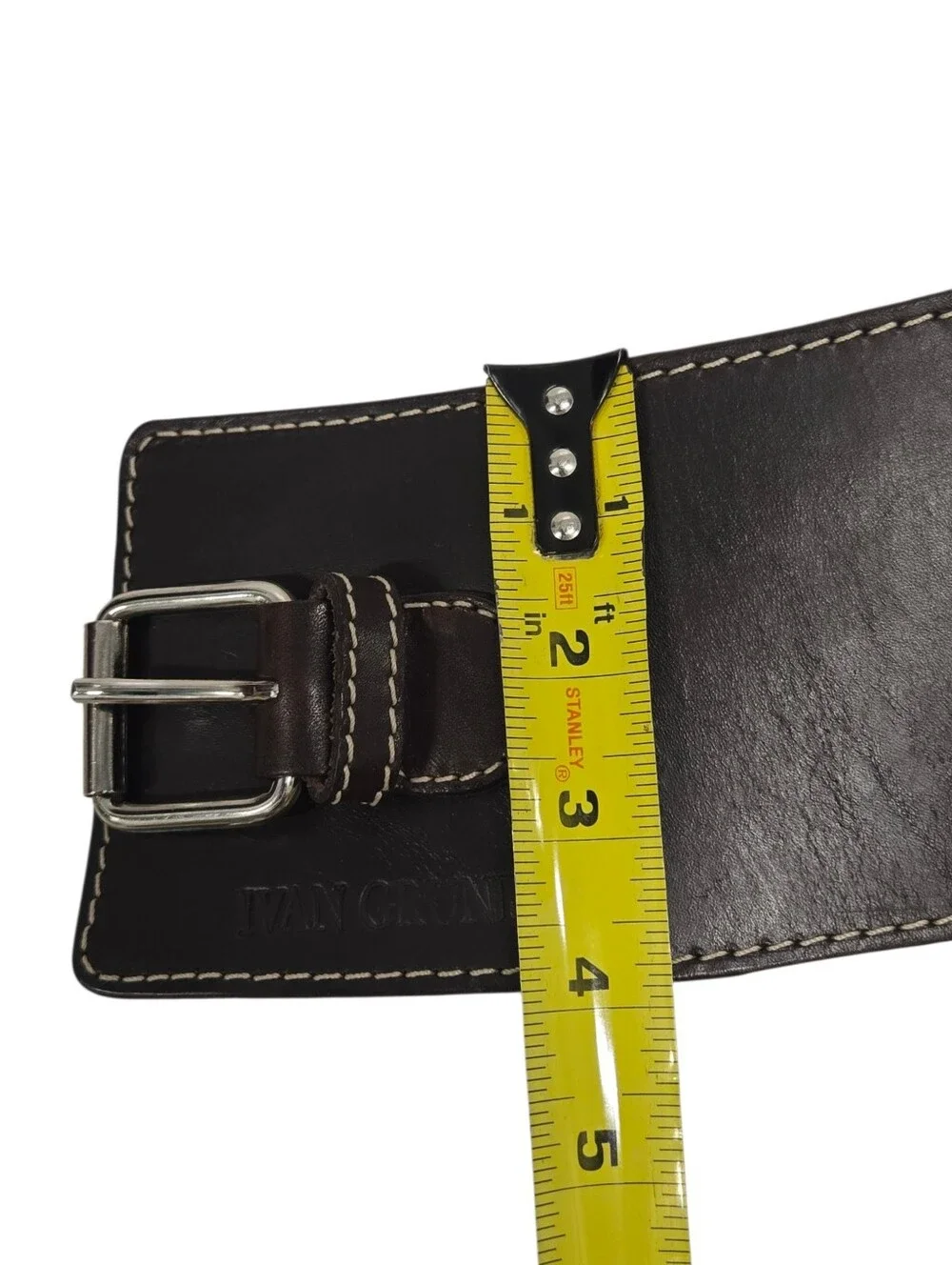 Ivan Grundahl‎ Dark Brown Leather Oversized Belt Sz 08